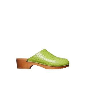FIGURE DECORATIVE Classic Croc Embossed Leather Clog Sandals Women GREEN